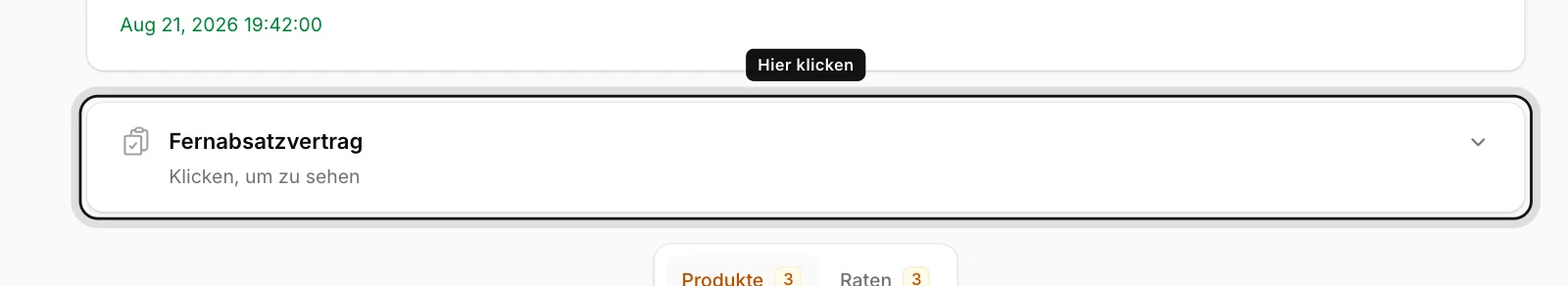 Auf den Abschnitt Fernabsatzvertrag klicken