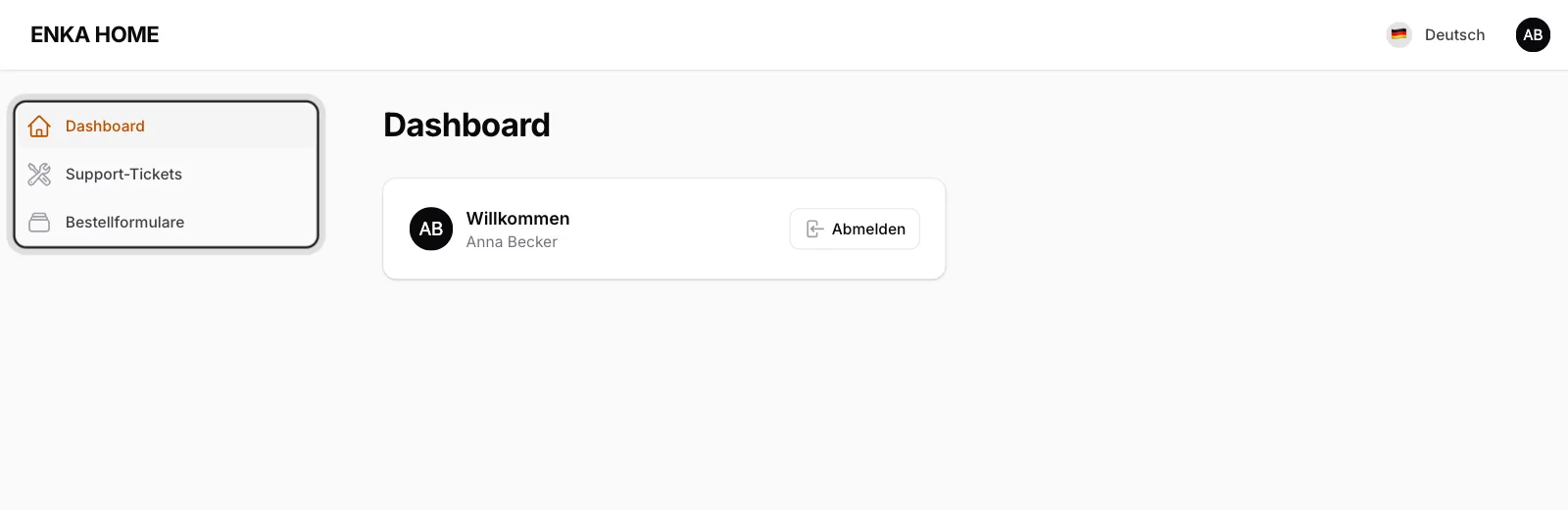 Das Menü links verwenden