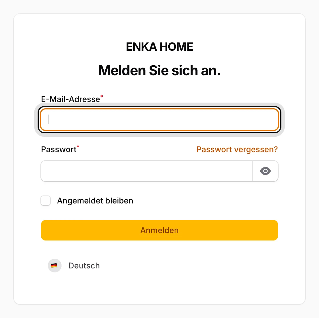 E-Mail-Adresse und Passwort eingeben