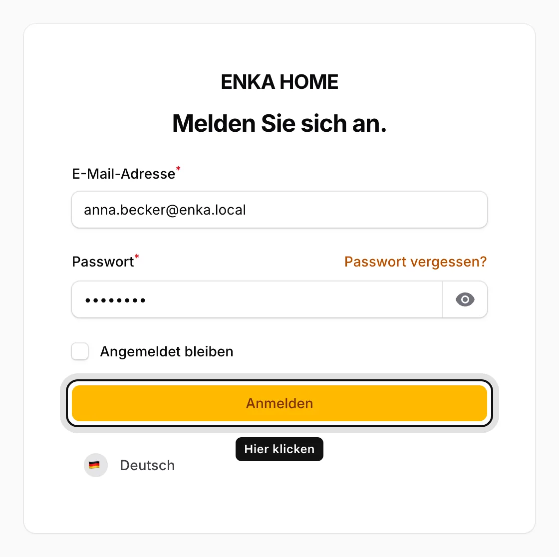 Auf Anmelden klicken