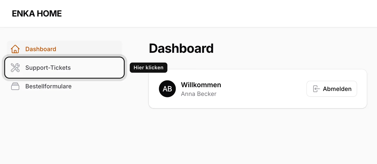 Auf Support-Tickets klicken