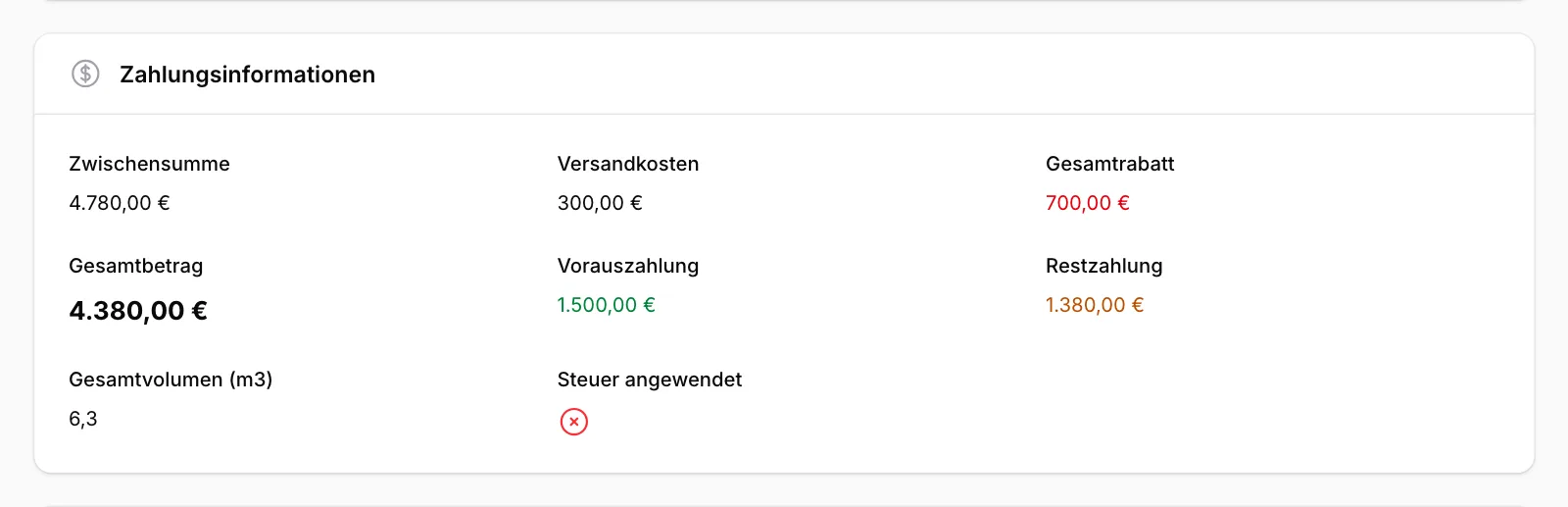 Zahlungsinformationen