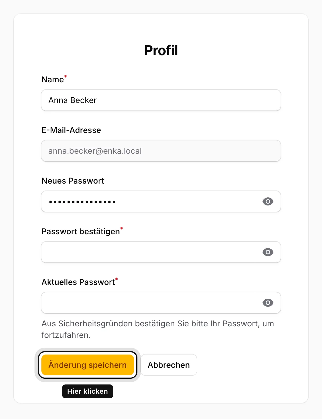 Auf Änderung speichern klicken