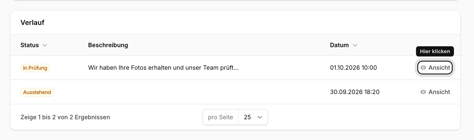 Verlauf ansehen