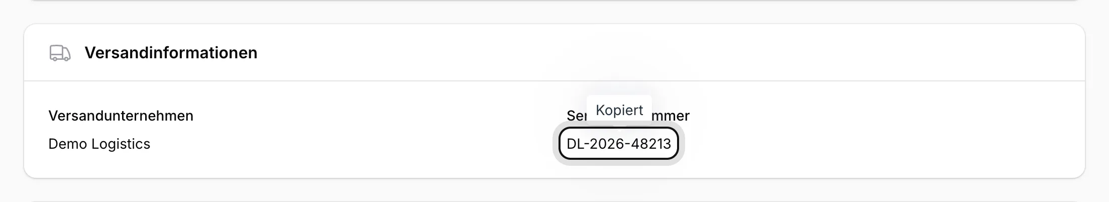 Sendungsnummer kopieren