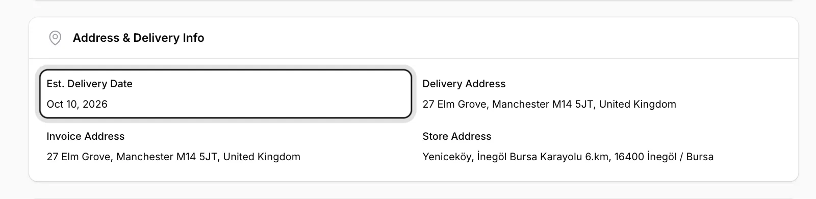 Look at Address &amp; Delivery Info