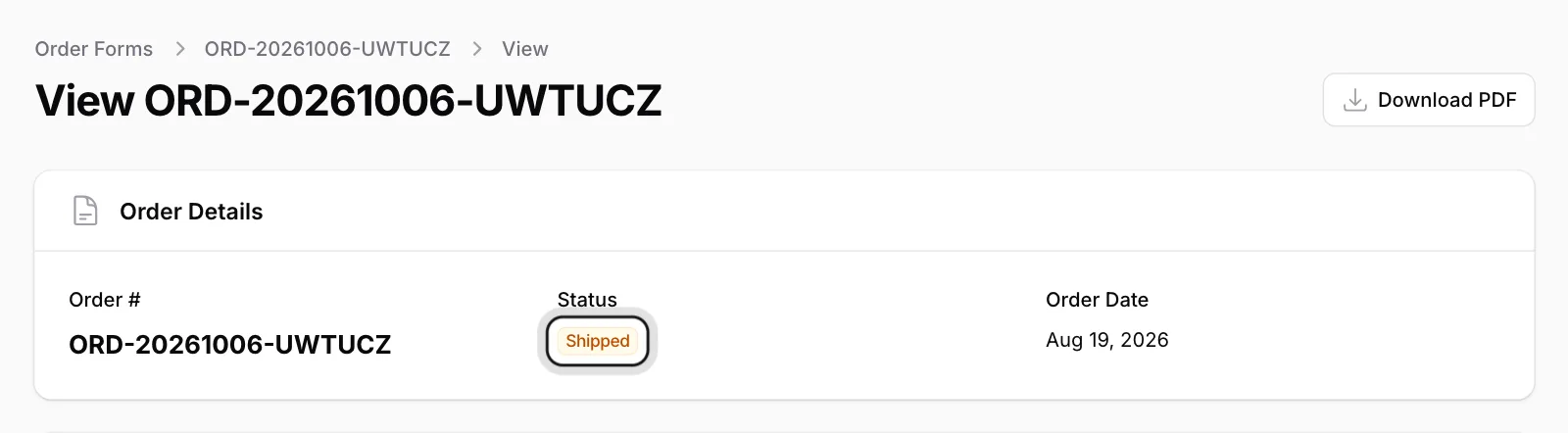 Look through the order page