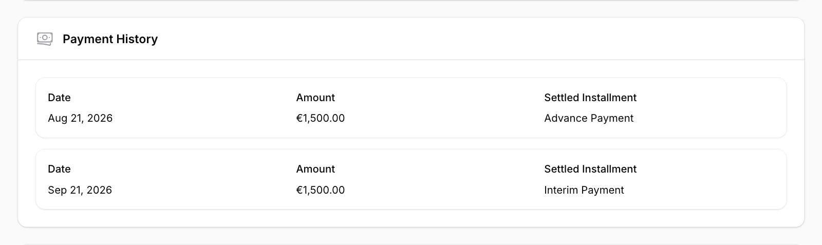 Review the Payment History