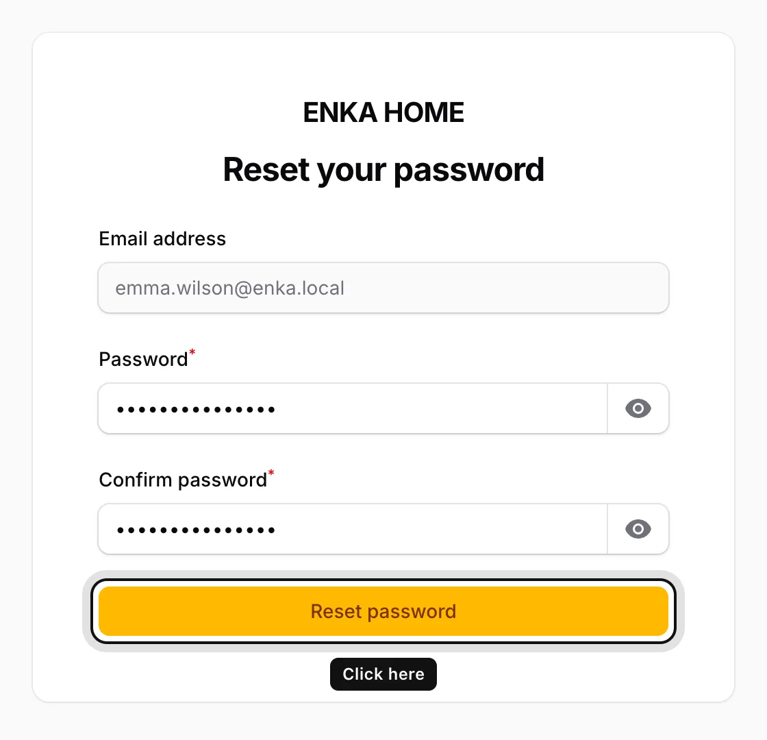 Enter your new password twice