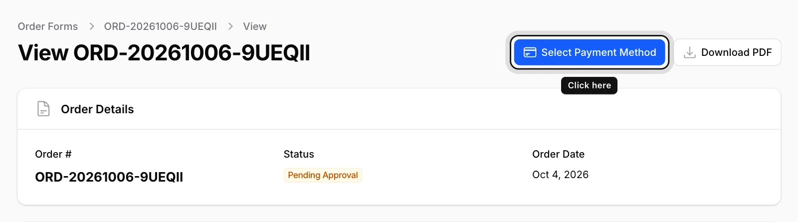 Click Select Payment Method