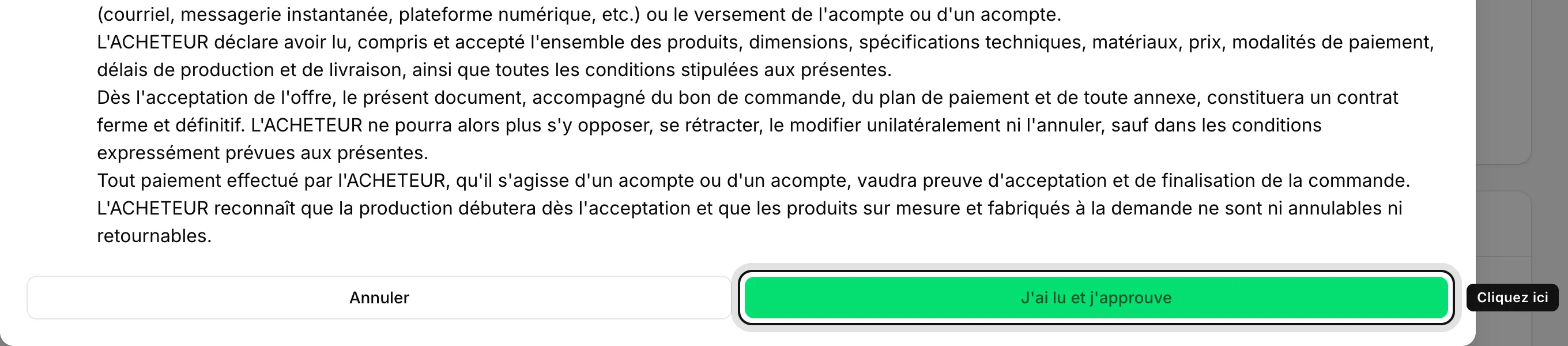 Lisez et approuvez le contrat