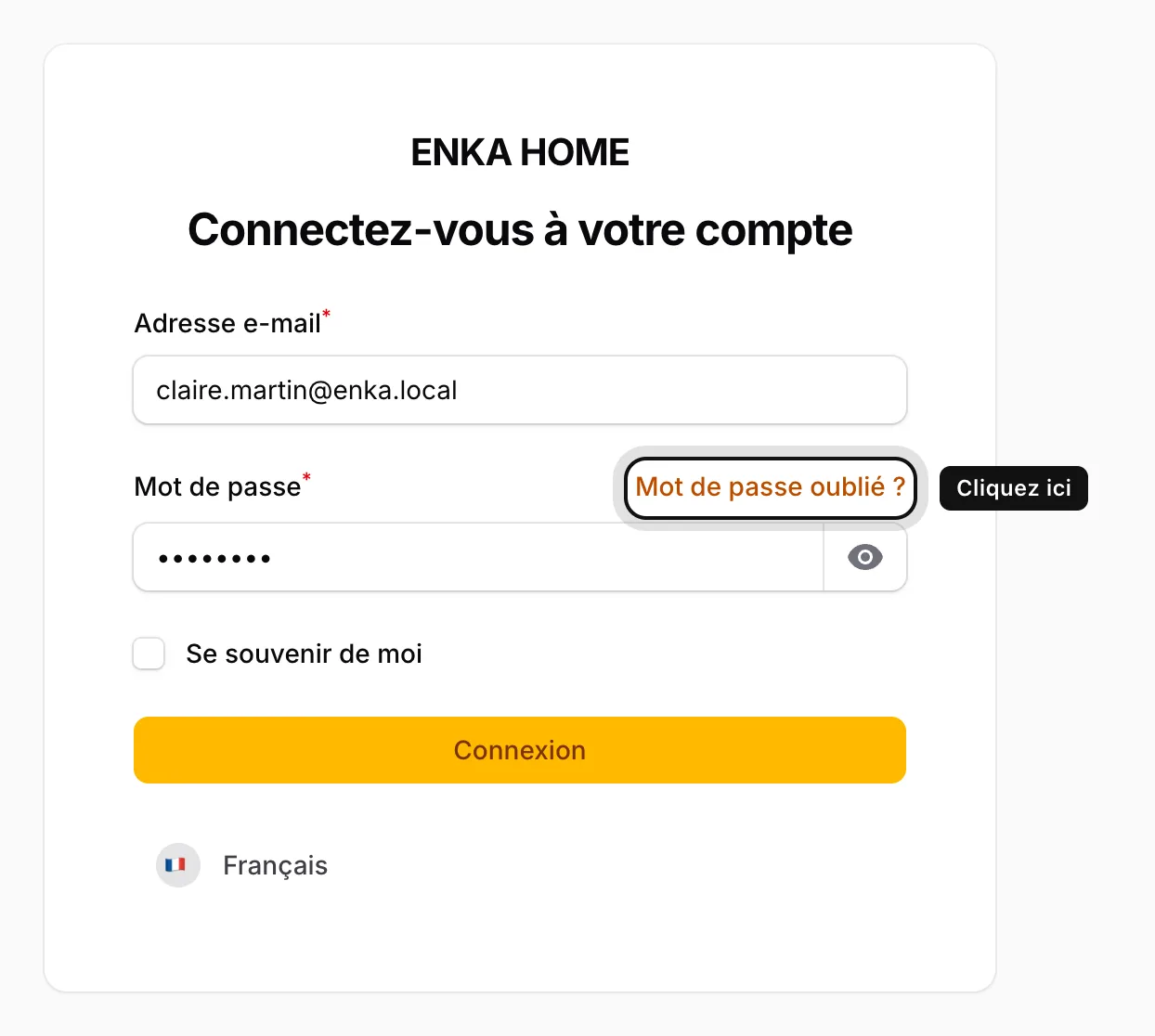 Cliquez sur Mot de passe oublié ?