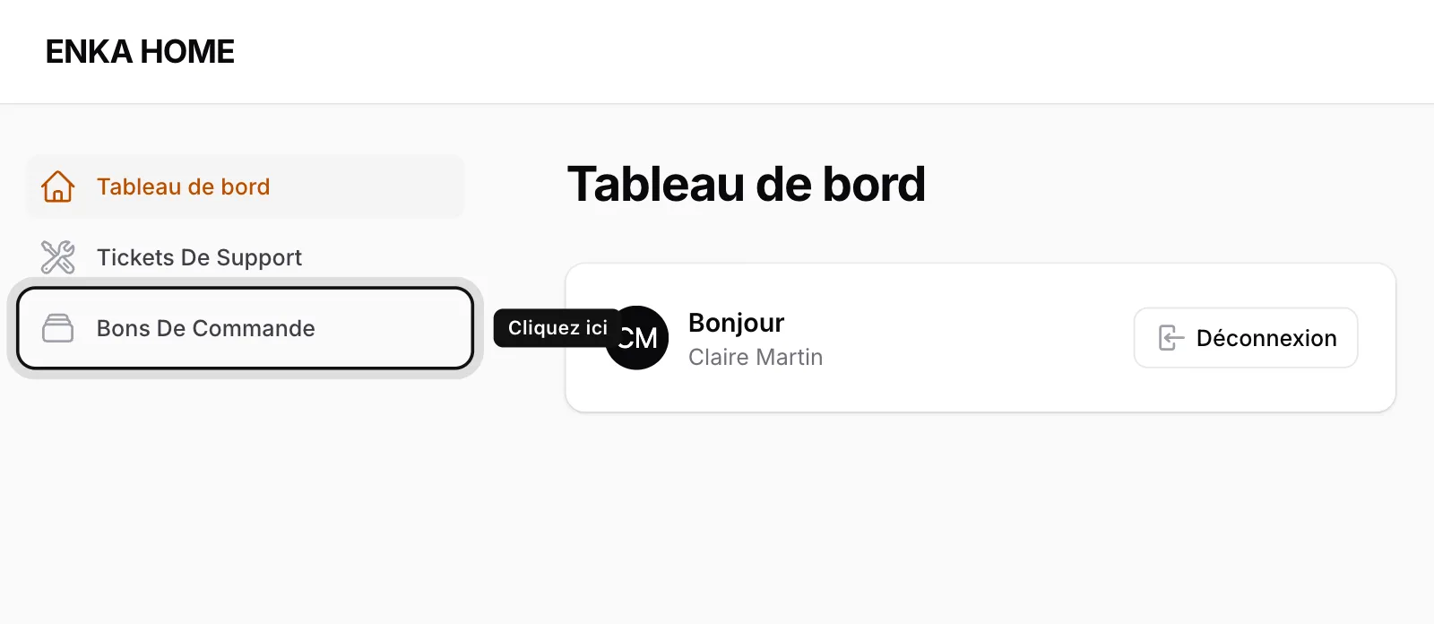 Cliquez sur Bons De Commande