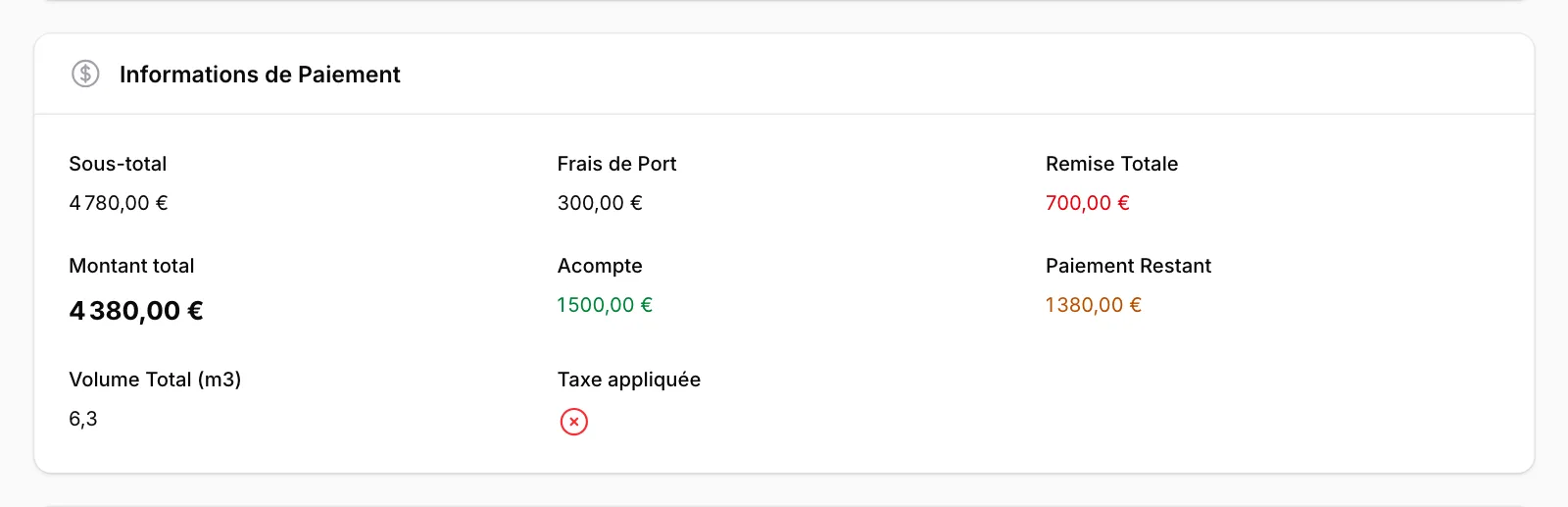 Informations de Paiement