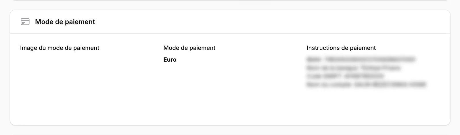 Allez à la section Mode de paiement