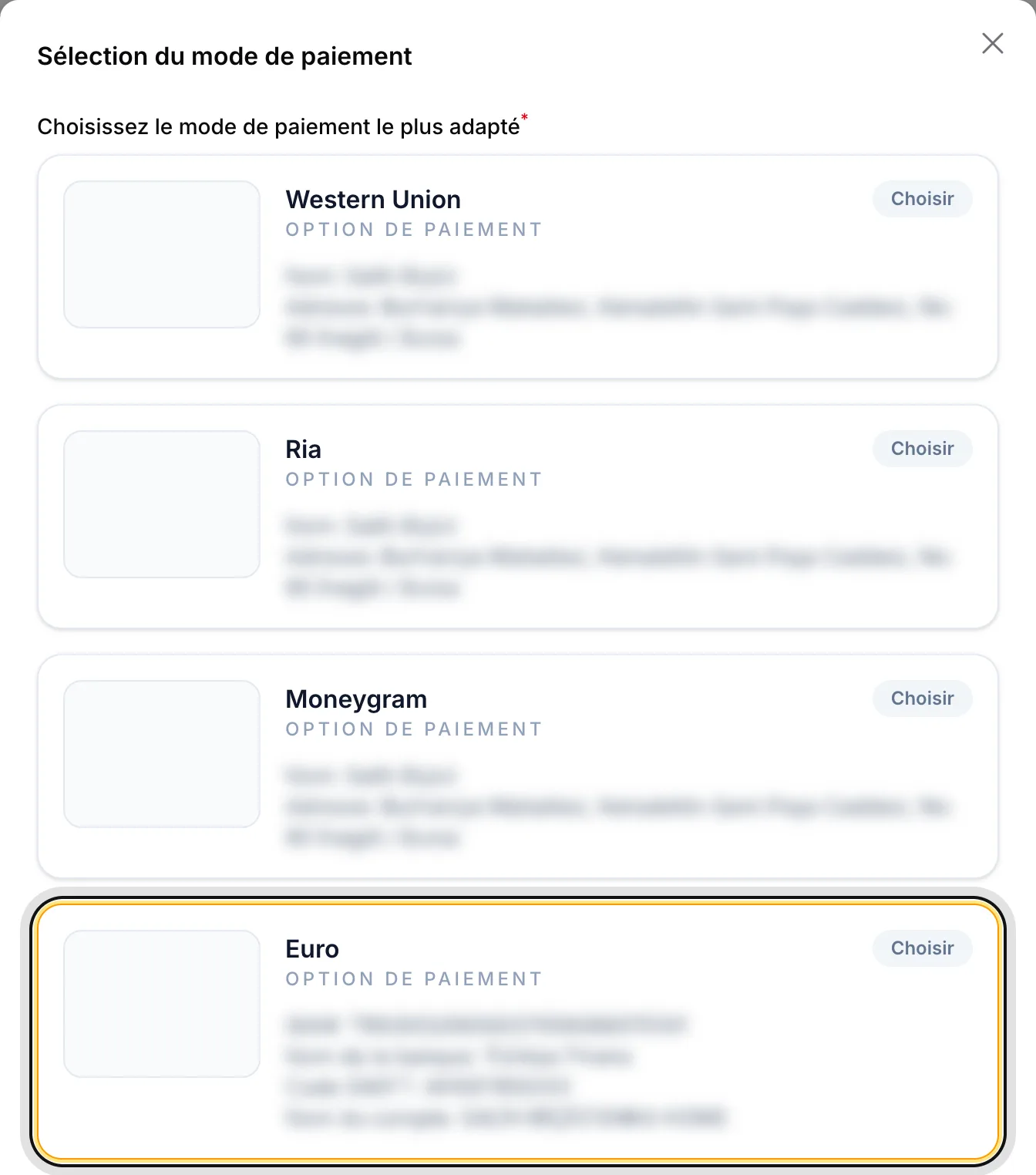 Choisissez votre mode de paiement