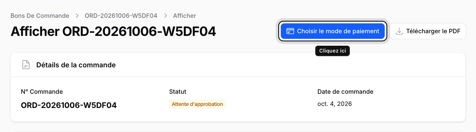 Cliquez sur Choisir le mode de paiement
