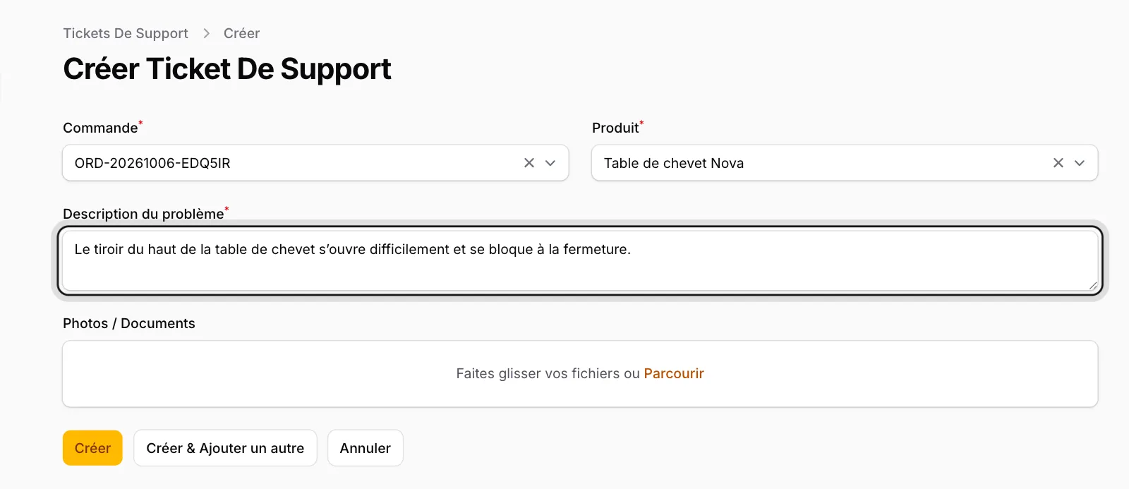 Décrivez le problème