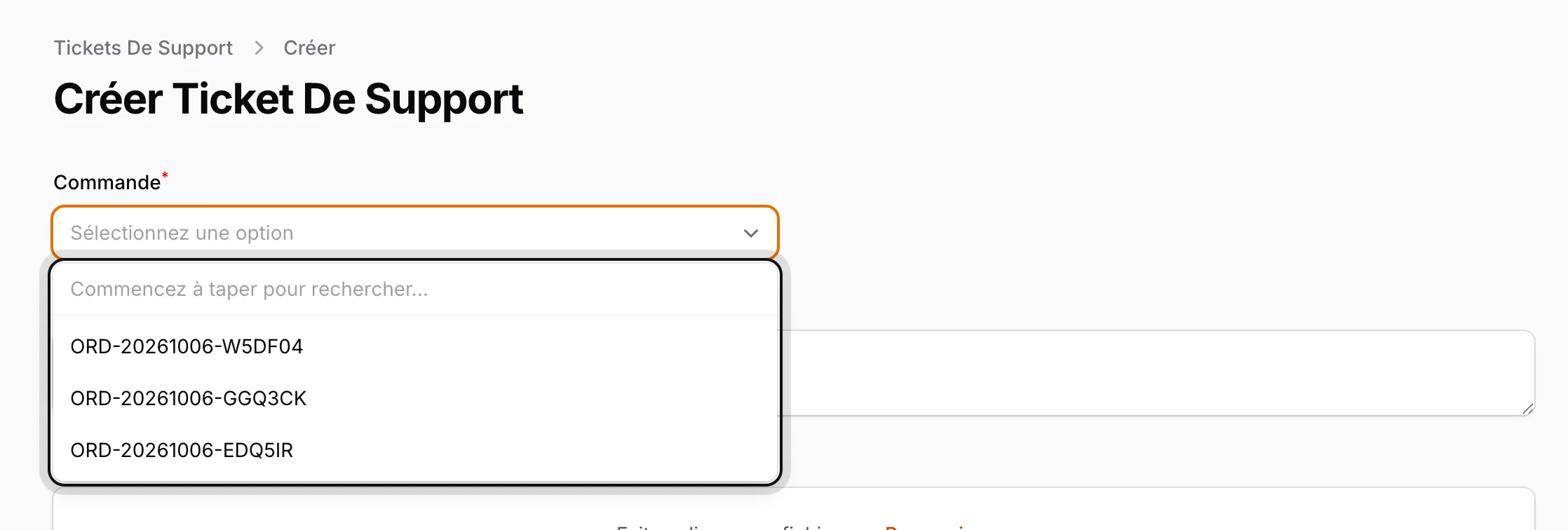 Choisissez la commande
