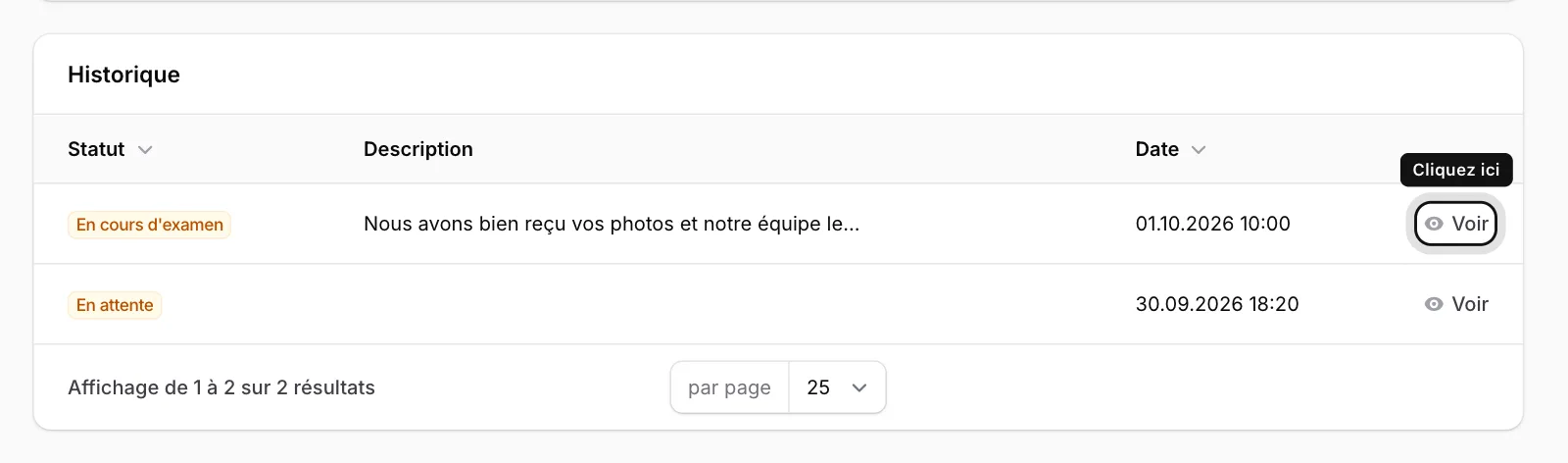Consultez l’historique