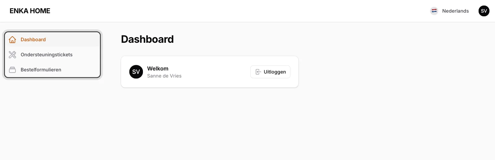 Gebruik het menu aan de linkerkant