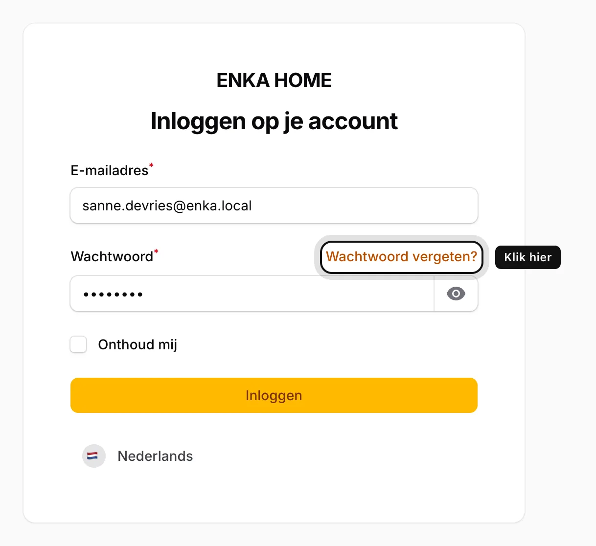 Klik op Wachtwoord vergeten?