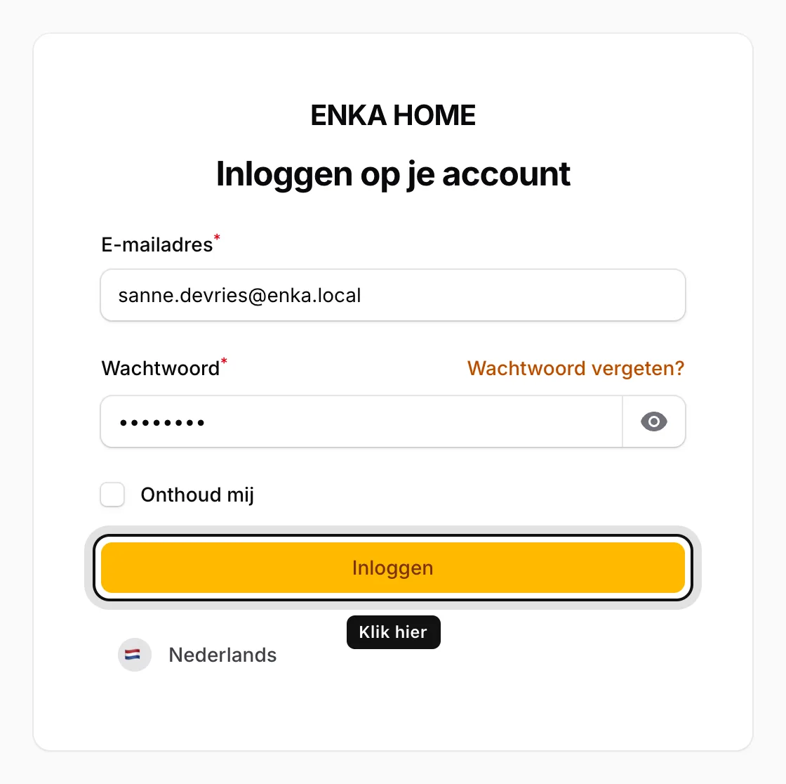 Klik op Inloggen