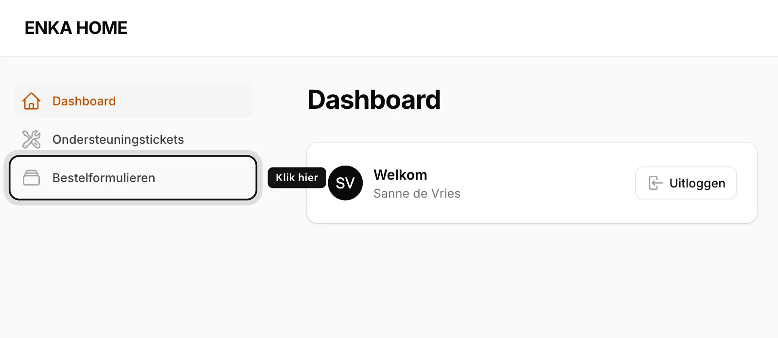 Klik op Bestelformulieren