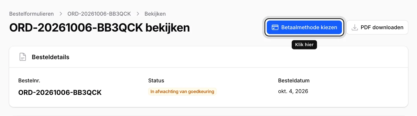 Klik op Betaalmethode kiezen