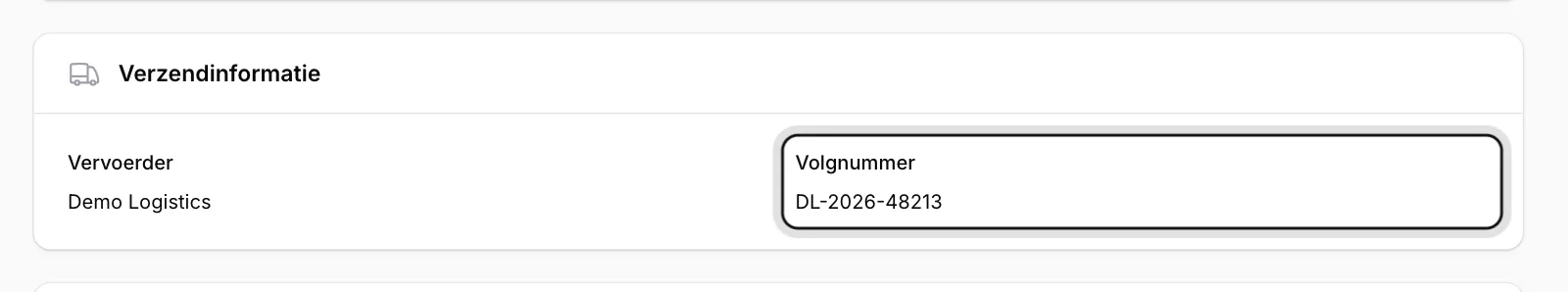 Bekijk de Verzendinformatie