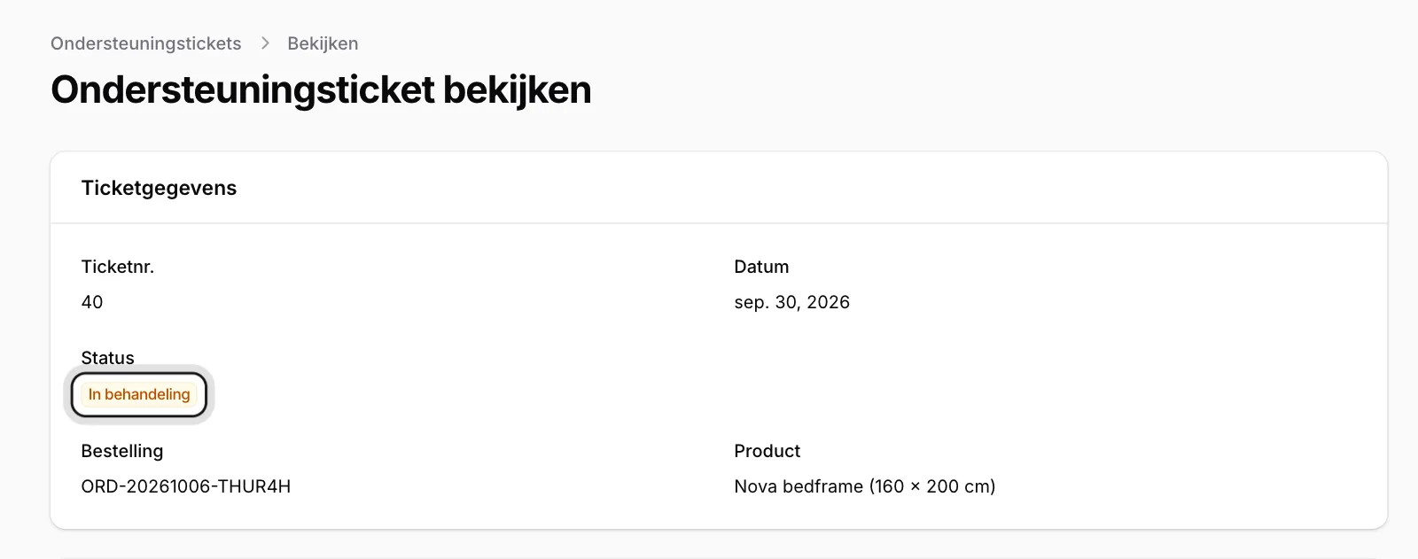 Open het ticket