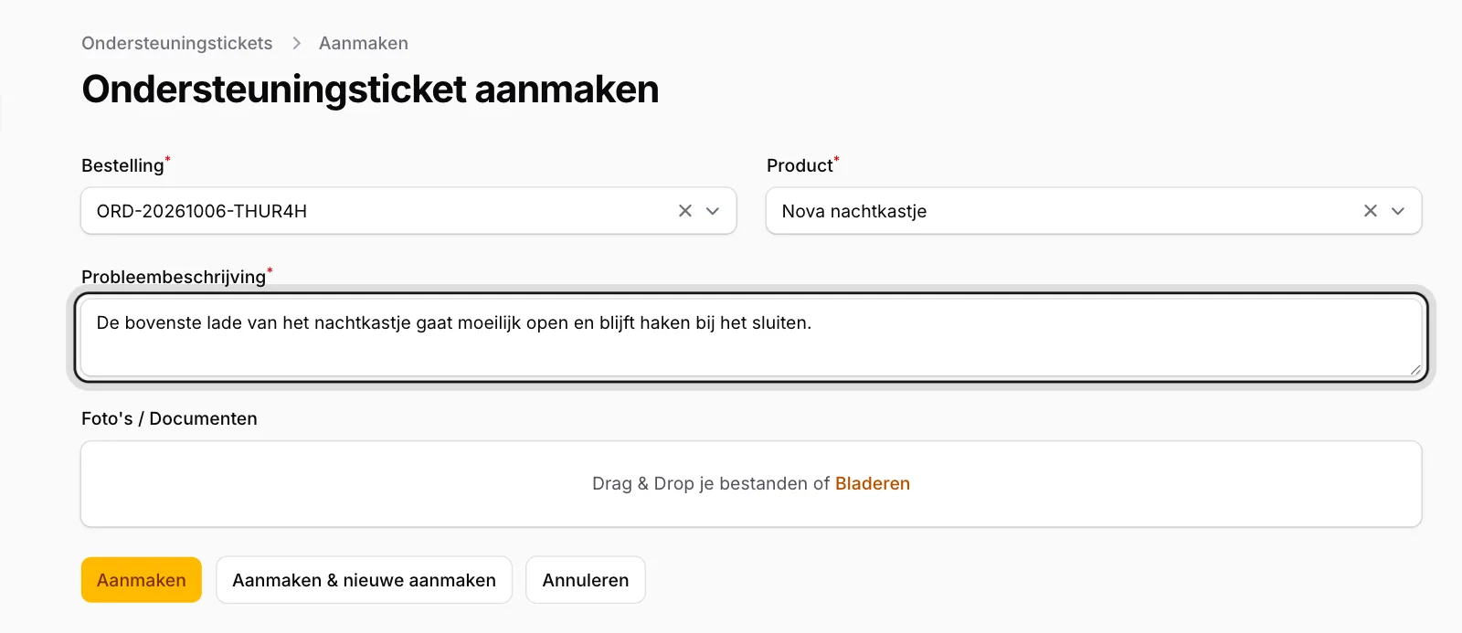 Beschrijf het probleem