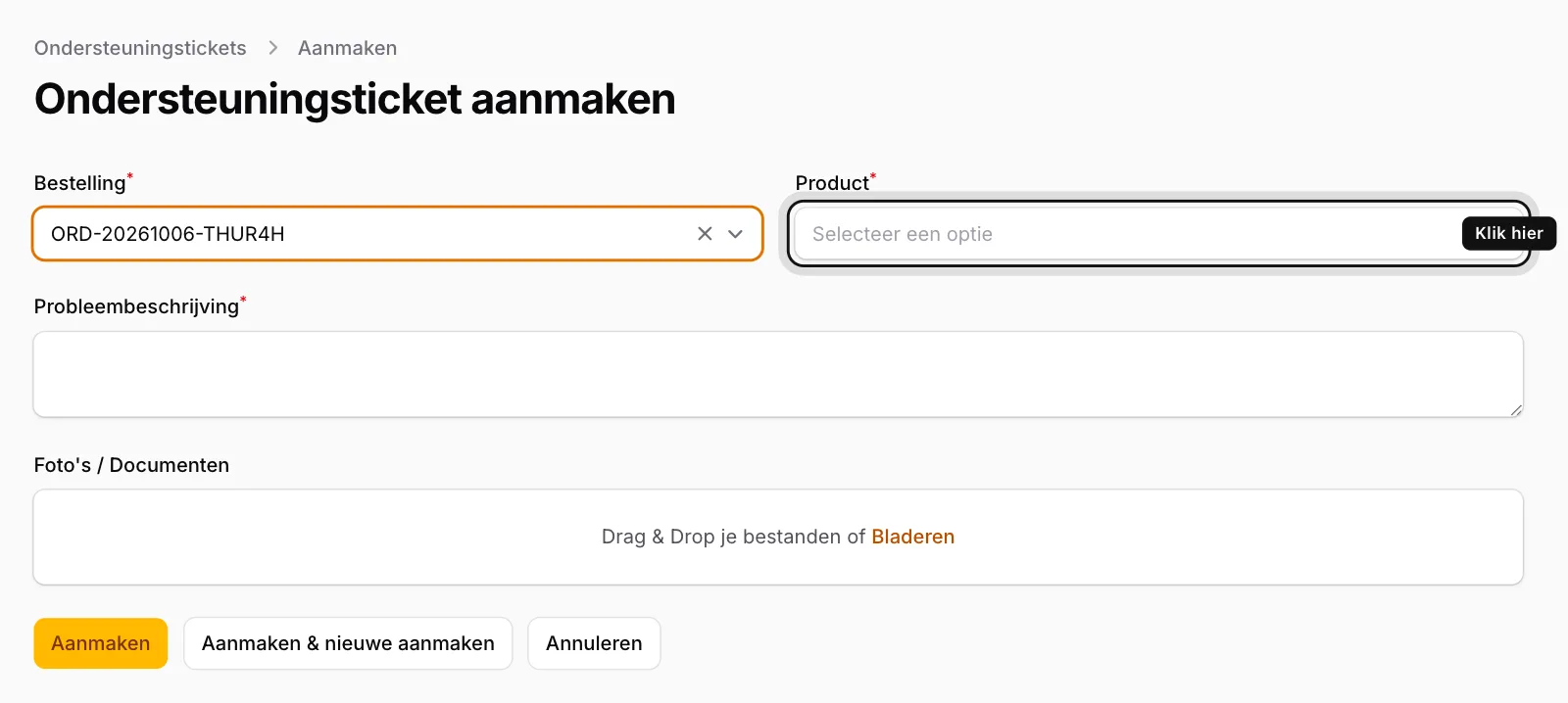 Kies het product