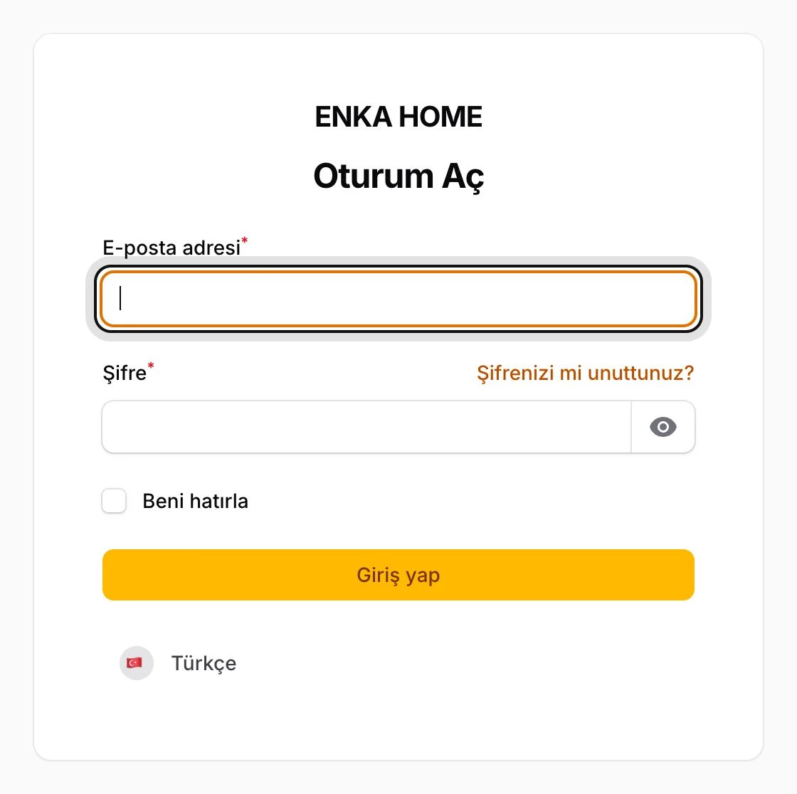 E-posta adresinizi ve şifrenizi yazın