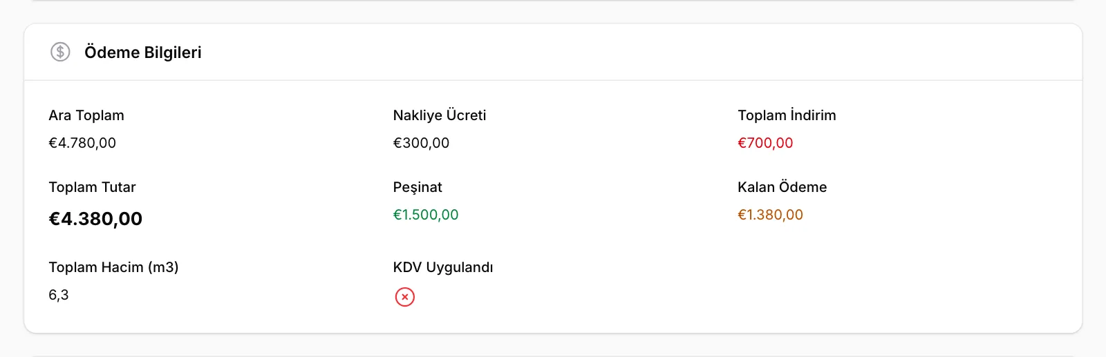 Ödeme Bilgileri
