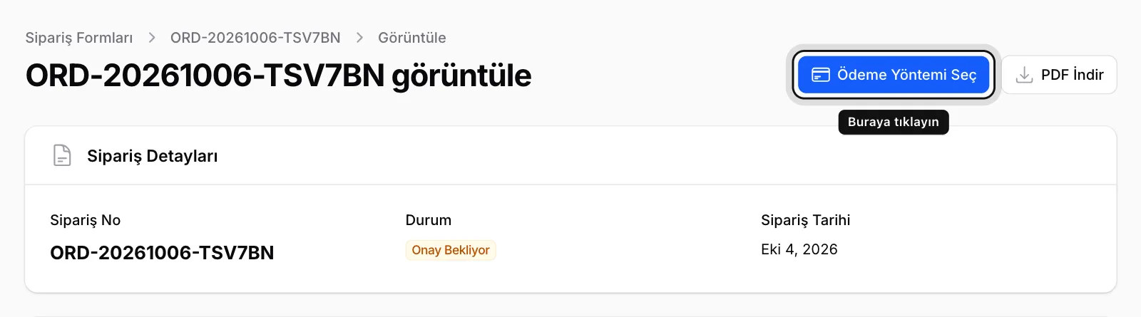 Ödeme Yöntemi Seç'e tıklayın