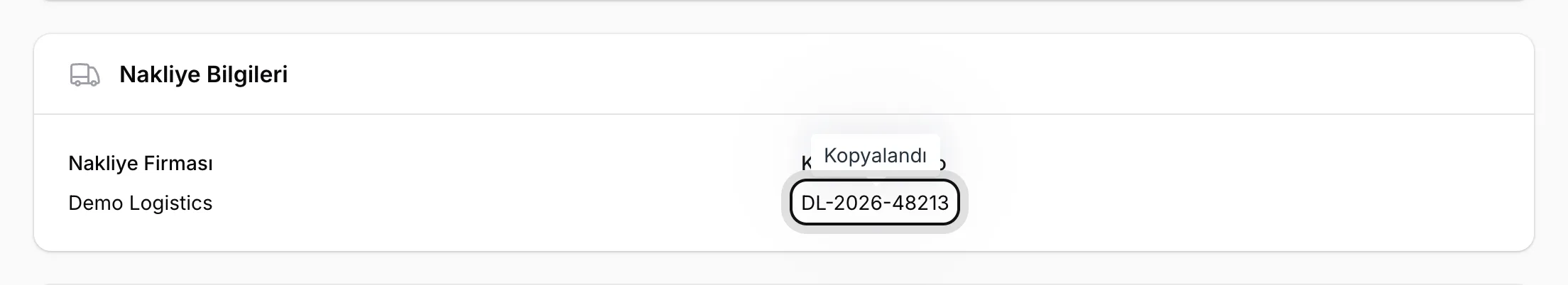 Takip numarasını kopyalayın