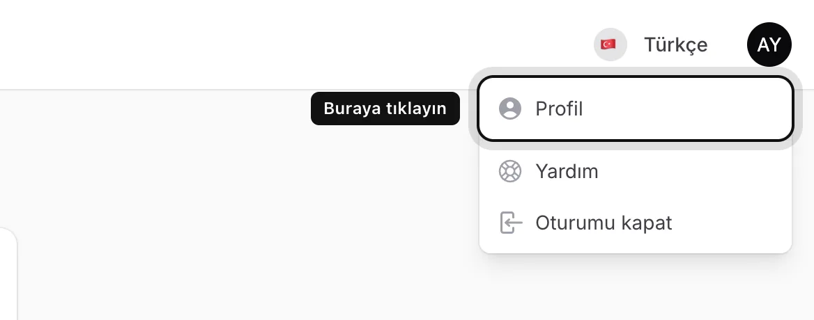 Profil sayfasını açın